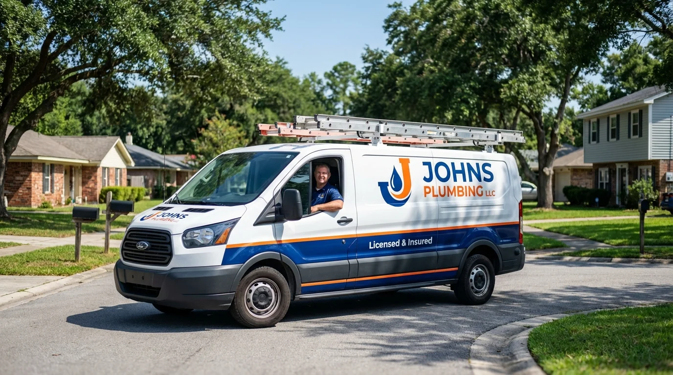 Johns Plumbing LLC service van in Saxapahaw, NC