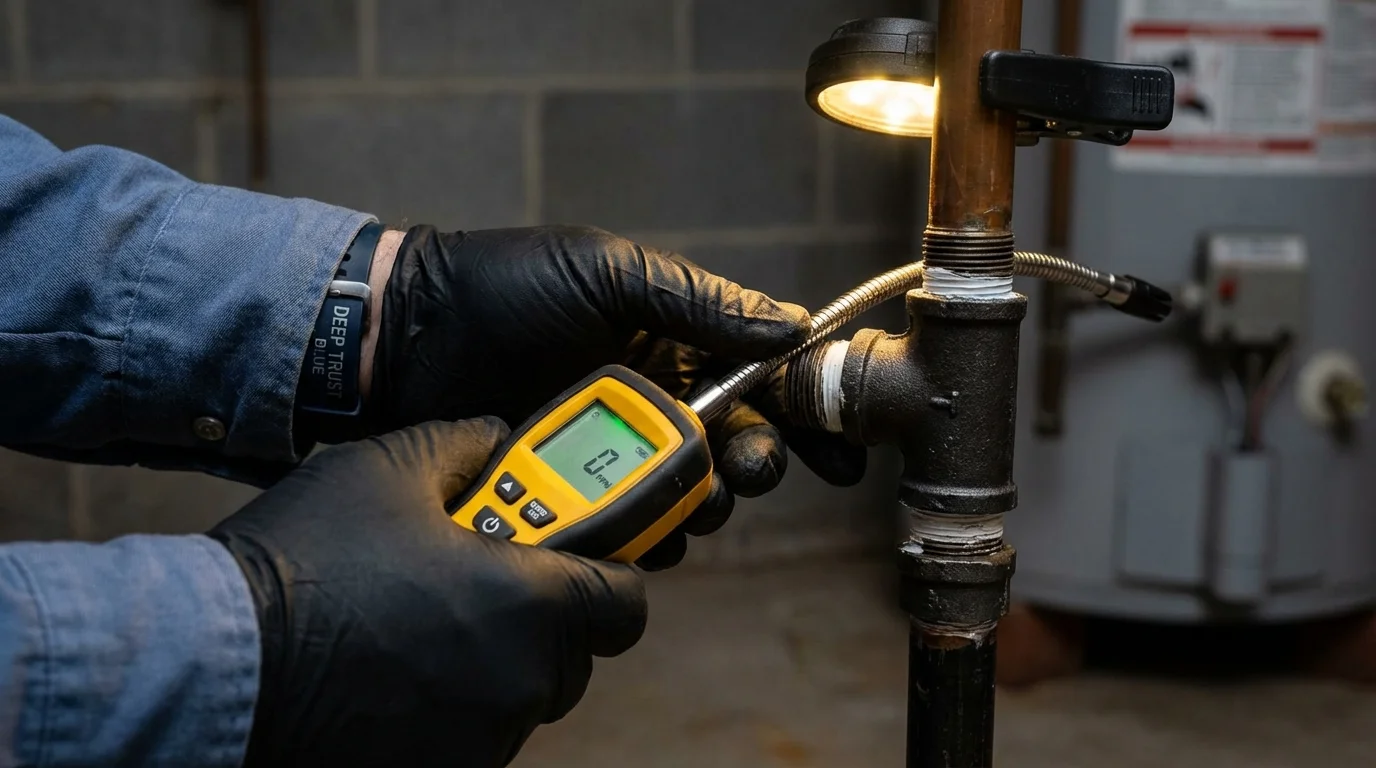 Gas leak detection with electronic sniffer by Johns Plumbing LLC in Saxapahaw