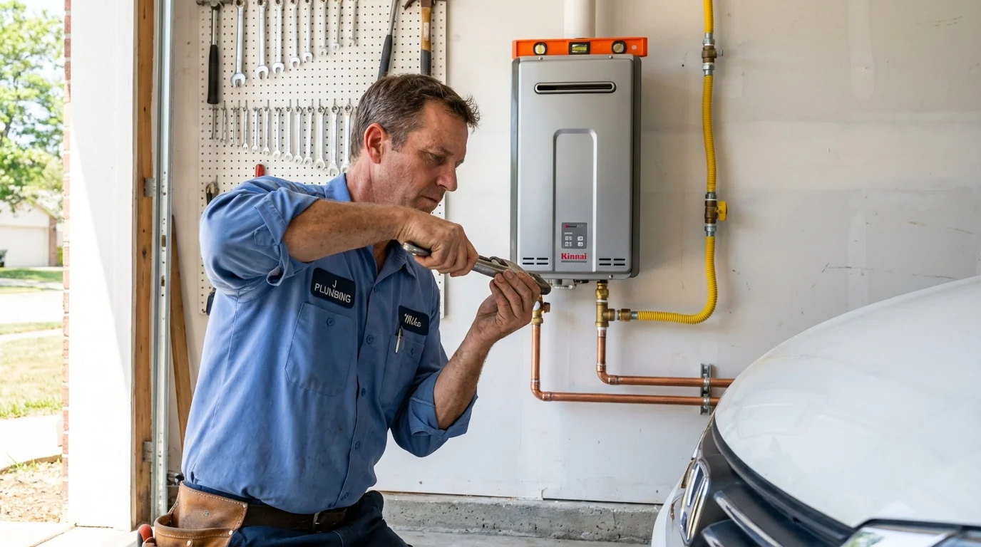 Tankless water heater installation by a Johns Plumbing LLC plumber in Saxapahaw